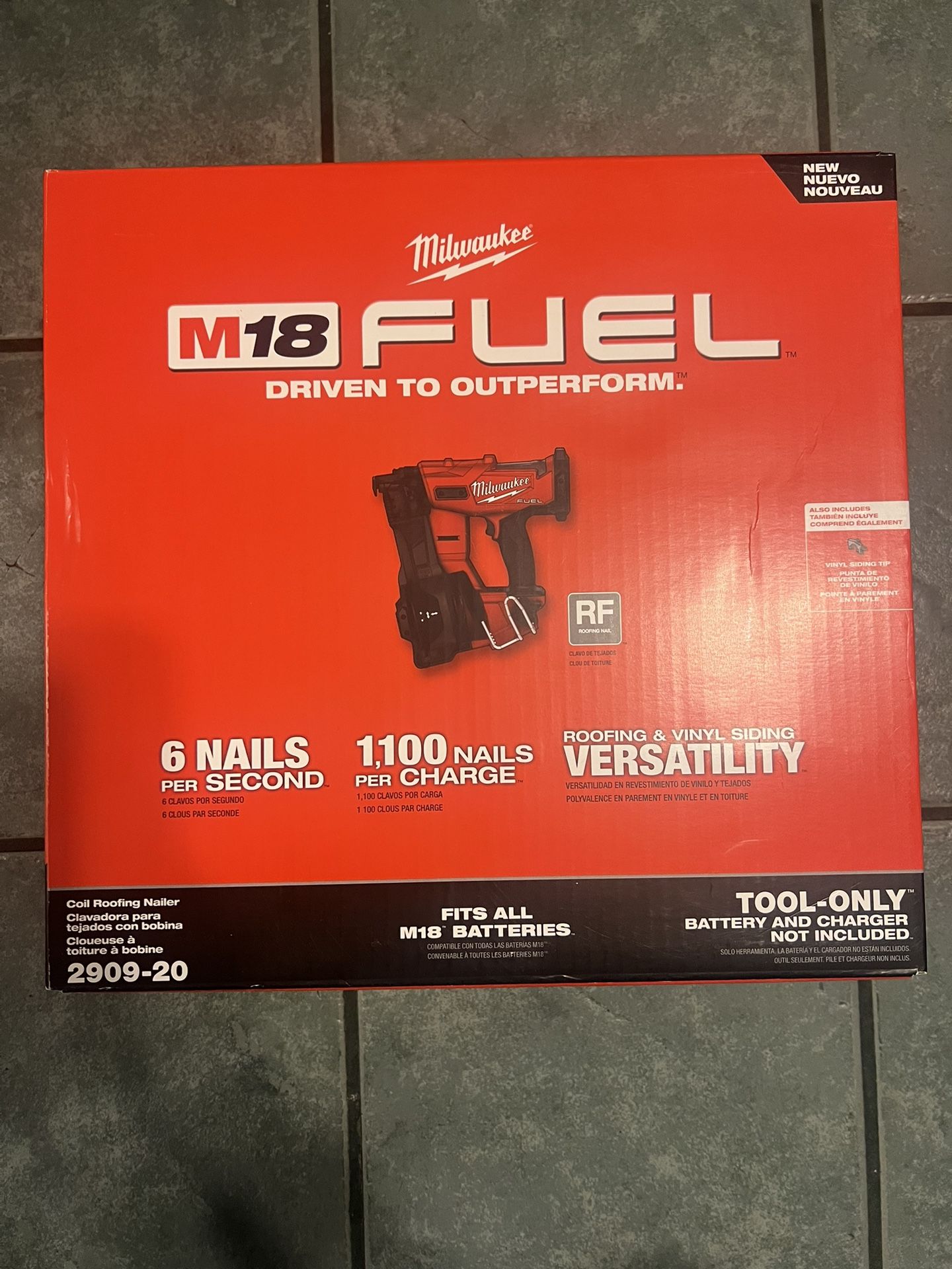 Milwaukee 2909-20 M18 FUEL 18V Cordless Li-Ion Coil Roofing Nailer - Bare Tool