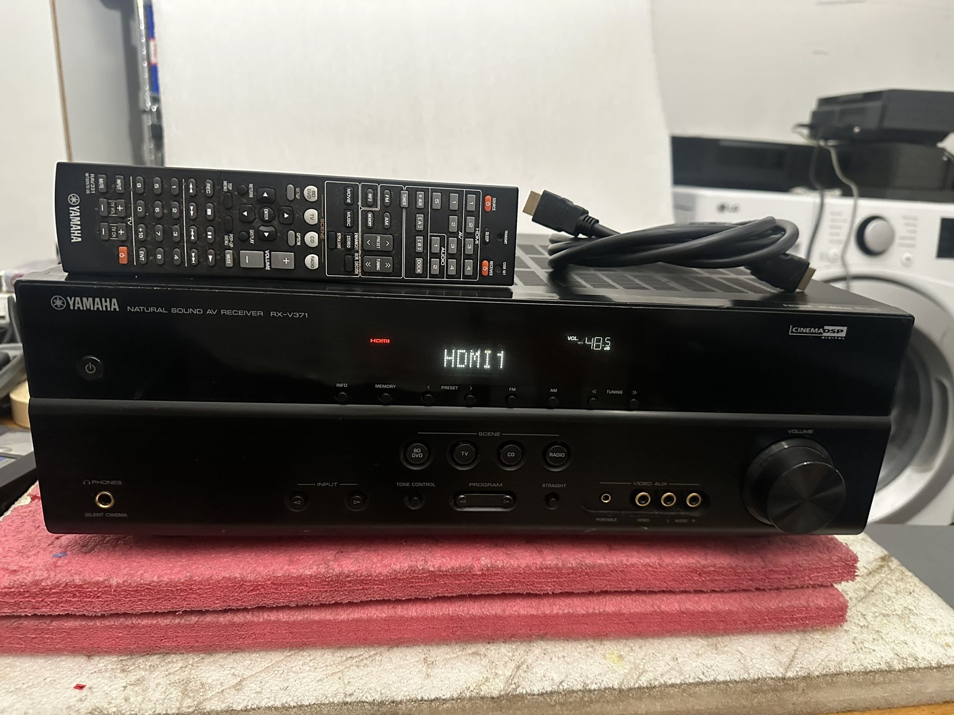 YAMAHA RX-V371 AV RECEIVER HDMI, 5 CH STEREO AMPLIFIER W REMOTE, HDMI CABLE