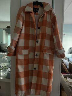 Womens Scoop Plaid Coat Medium