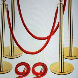 Gold Stanchion Set with Red Rope (4)