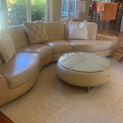 Leather Couch Coffee Table Set 