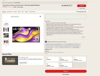 LG 55 Inch Class TV Model : OLED55G5WUA OLED evo AI G5 4K Smart TV 2025 with Supplied Wall Mount Open Box MSRP 2499