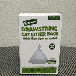 Pack of 67 bags for Petocat cat litter with drawstring.