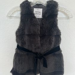 Zara Outerwear Collection Charcoal Dark Gray Faux Fur Girls Kids Vest 5