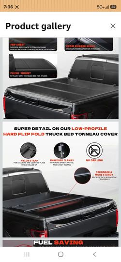 Low-Profile Hard Tri-fold Truck Bed Cover for 2005-2023 Nissan Frontier  6 ft.Bed, No-Drill Installation, Waterproof,Fuel Efficiency, All-Weather Prot