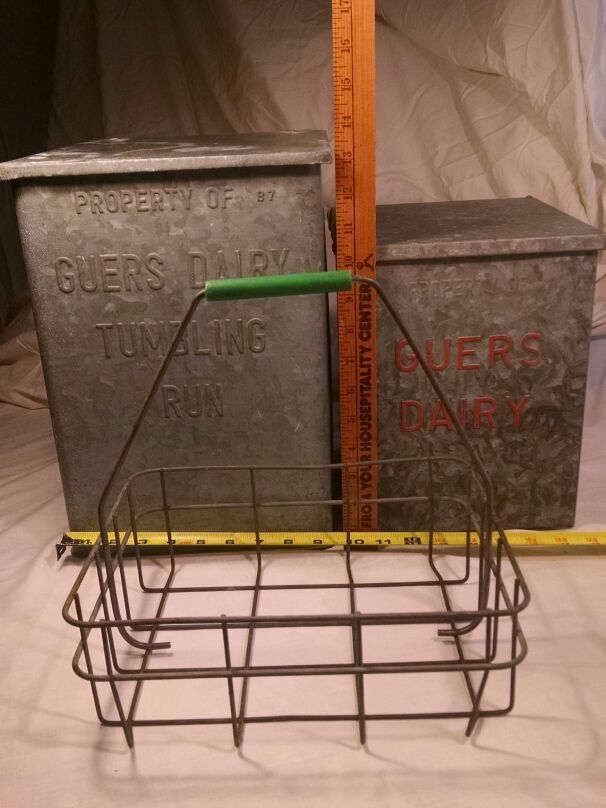 2 Guers' Dairy Galvanized Milk Porch Boxes