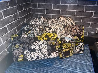 Vera Bradley Bag Set Black Floral Pattern