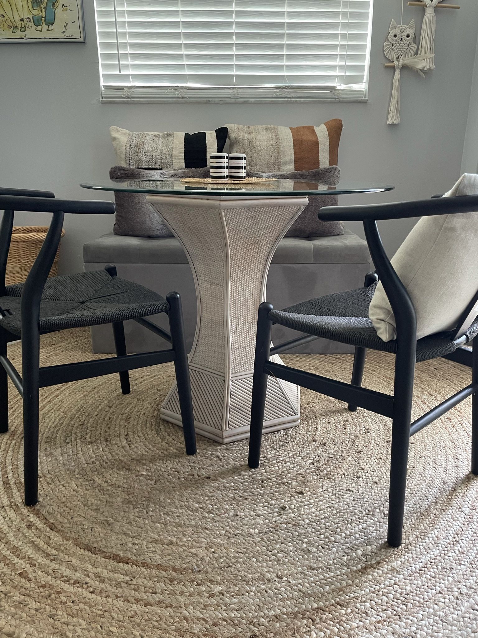 Boho Pencil Reed Table With Glass Top