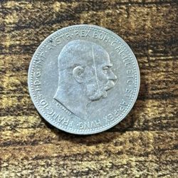 1915 Austrian Empire  1 Corona - Francis Joseph I Silver Coin 
