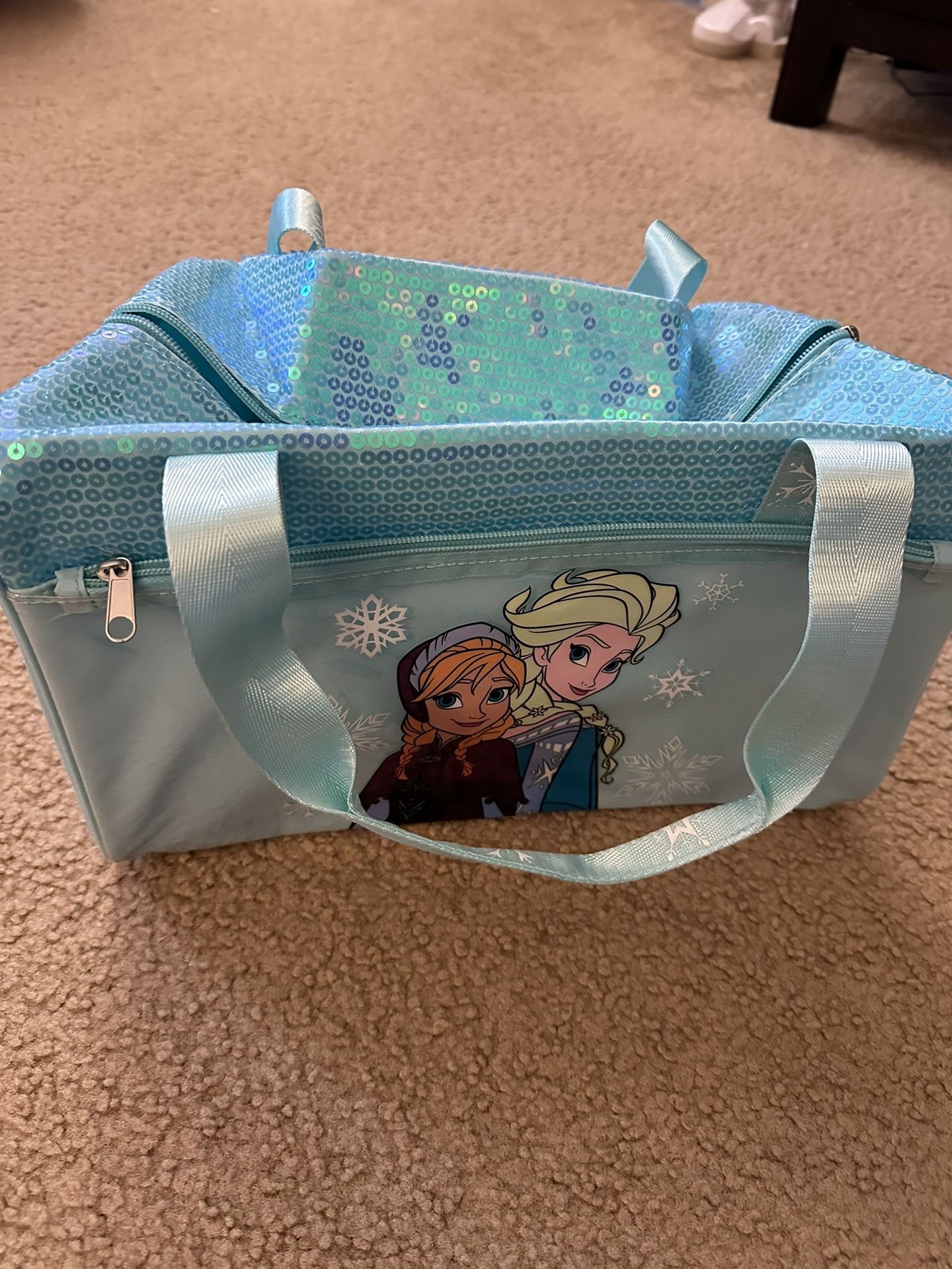 New Disney Parks Frozen 2 Dance Bag Anna and Elsa Sequin Duffel Kids Travel