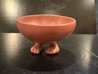 Vintage MMA Metropolitan Museum of Art Egyptian Footed Offering Bowl Red Brown Terra Cotta Colored 3.5” tall x 5” wide