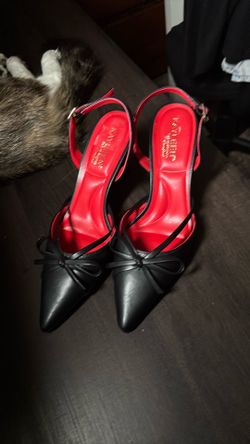 Kayleen by Los Angeles Comfort Black Slingback Pointed Toe Bow Heels – Women’s Size 7