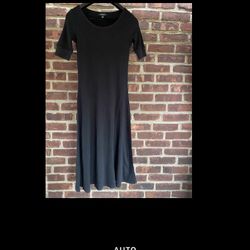 Womens 3/4 Sleeve Plain Swing Dress Ladies Casual Fit Tunic Midi Dress US Small