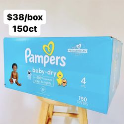 Size 4 (22-37 Lbs) Pampers Baby Dry (150 Baby Diapers)