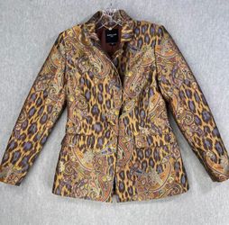 VTG Marciano by Guess Women Size 40 Blazer Jacket Paisley Leopard Print Pattern Made In Bulgaria 