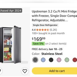 Upstreman 3.2 Cu.Ft Mini Fridge with Freezer