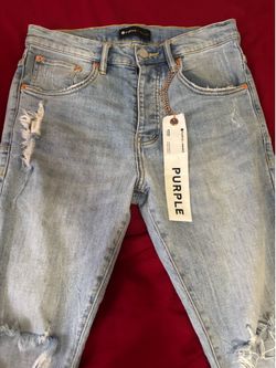 P002 Light Indigo Blowout: purple jeans