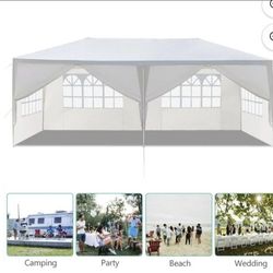 10 ft. x 20 ft. Wedding Party White Canopy Tent Outdoor Gazebo with 6 Removable Sidewalls for Backyard, Birthday Party,1,!!!