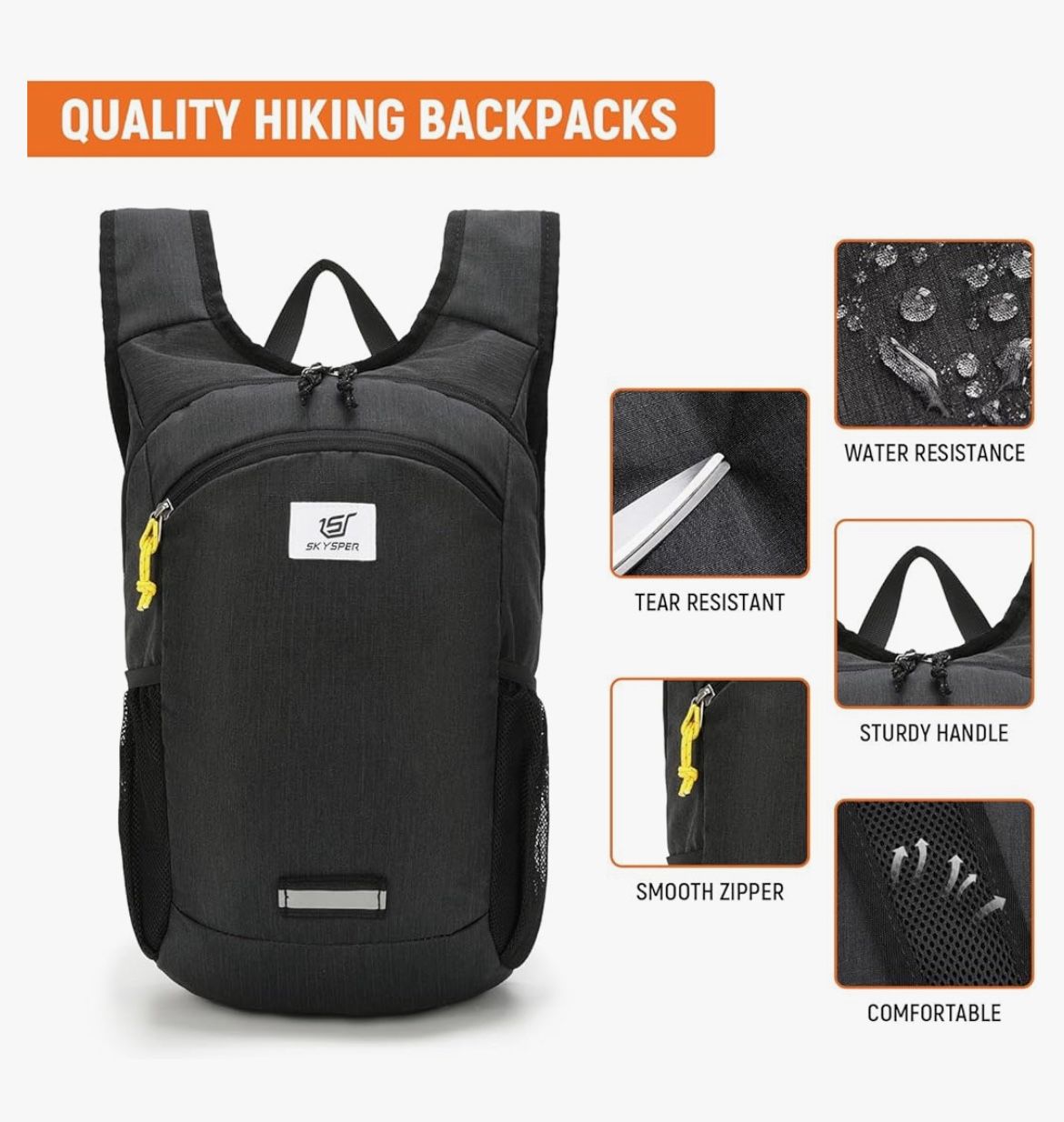 SKYSPER 10L Hiking Backpack, Foldable & Packable Lightweight Daypack for Travel, Collapsible