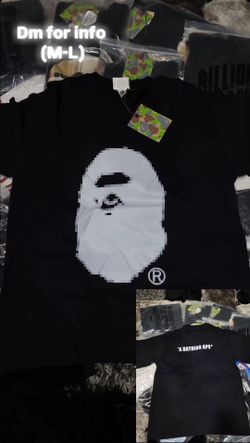 Black bape shirt with big white ape print size small and large