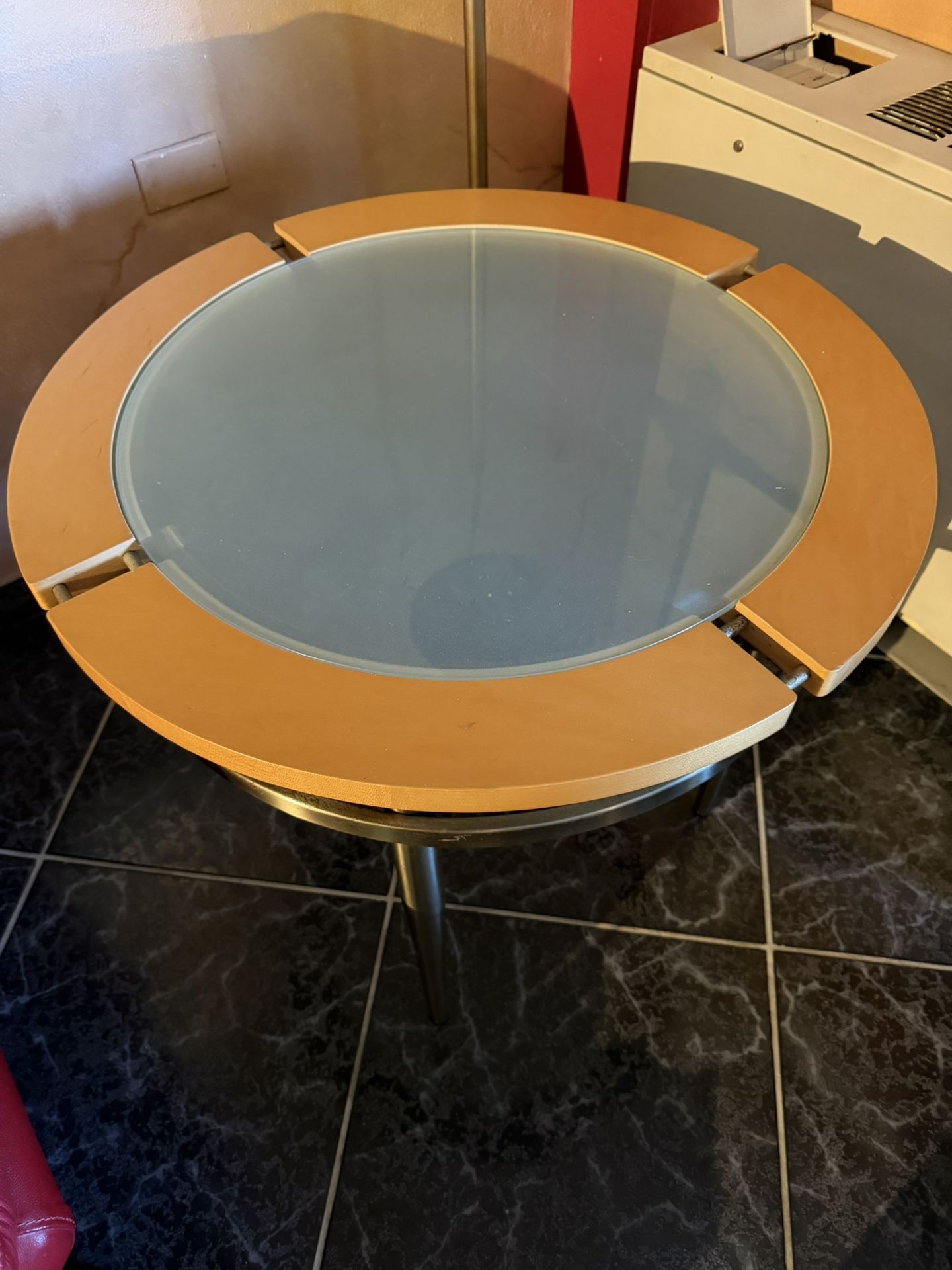 Modern Glass and Wood Side Table 