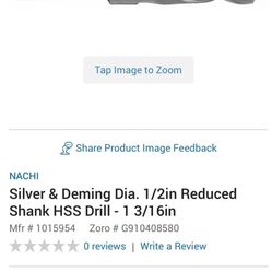 Silver & Deming Dia. 1/2in Reduced Shank HSS Drill - 1 3/16in