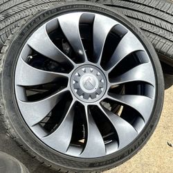 4 2024 Tesla 21" Wheels Tires Genuine OEM Model Y Performance Michelin TIRES 90%