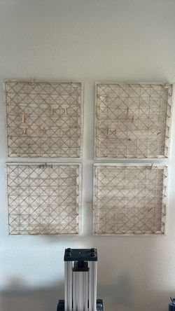 Set of 4 Woven Rattan Wall Memo Boards