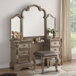 Brand New Antique Silver Vanity