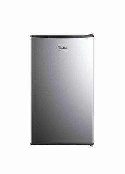 3.3 cu ft Compact Refrigerator: Energy Star Certified, Freestanding, Silver, Reversible Door, 3 Shelves