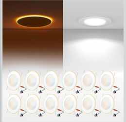 12 Pack 5/6 Inch 5CCT Retrofit LED Recessed Light with Night Light