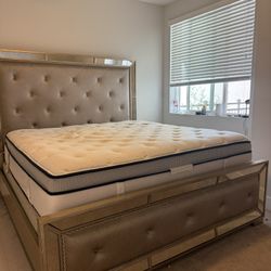 LUX Champagne Tufted Bedframe 