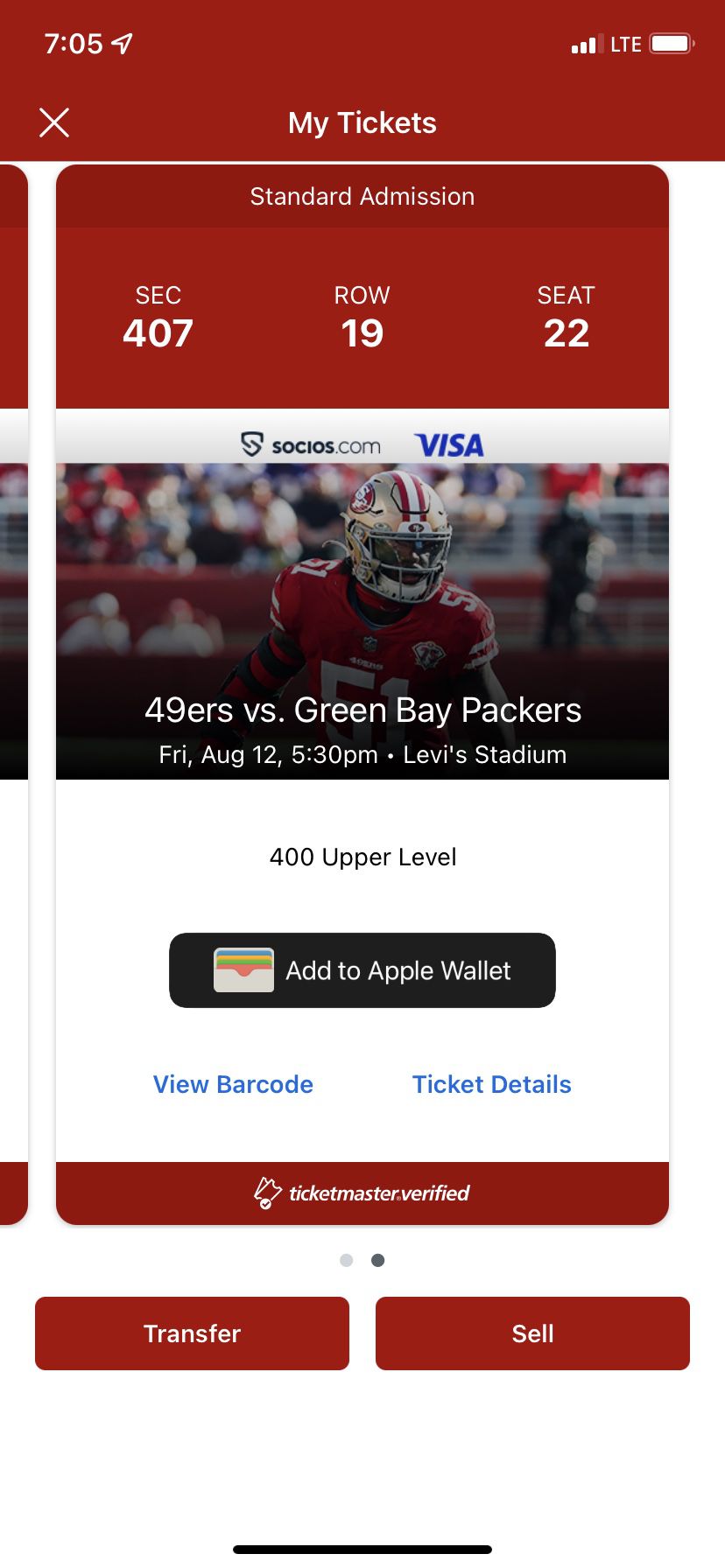 2 Tix To Packers @49ers