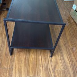  20 Inch Black Frame Side Table, End Table, Easy Assembly, Rich black wood grain (Espresso)