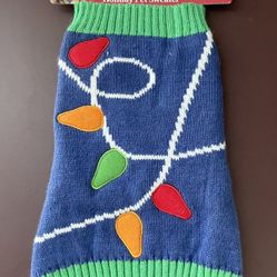 Christmas Lights Present Holiday Pet Dog Sweater Heart to Tail Knit NEW Sz Small