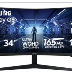 Samsung - 34” Odyssey G5 1000R Curved 1ms 165Hz QHD FreeSync Prem Gaming Monitor - Black