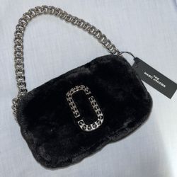 Marc Jacobs Snapshot Black Faux Fur Crossbody Bag 
