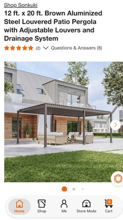 Shop Sonkuki
12 ft. x 20 ft. Brown Aluminized Steel Louvered Patio Pergola with Adjustable Louvers and Drainage System
