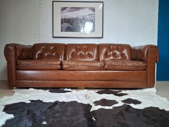 Mid century faux leather sofabed tufted couch