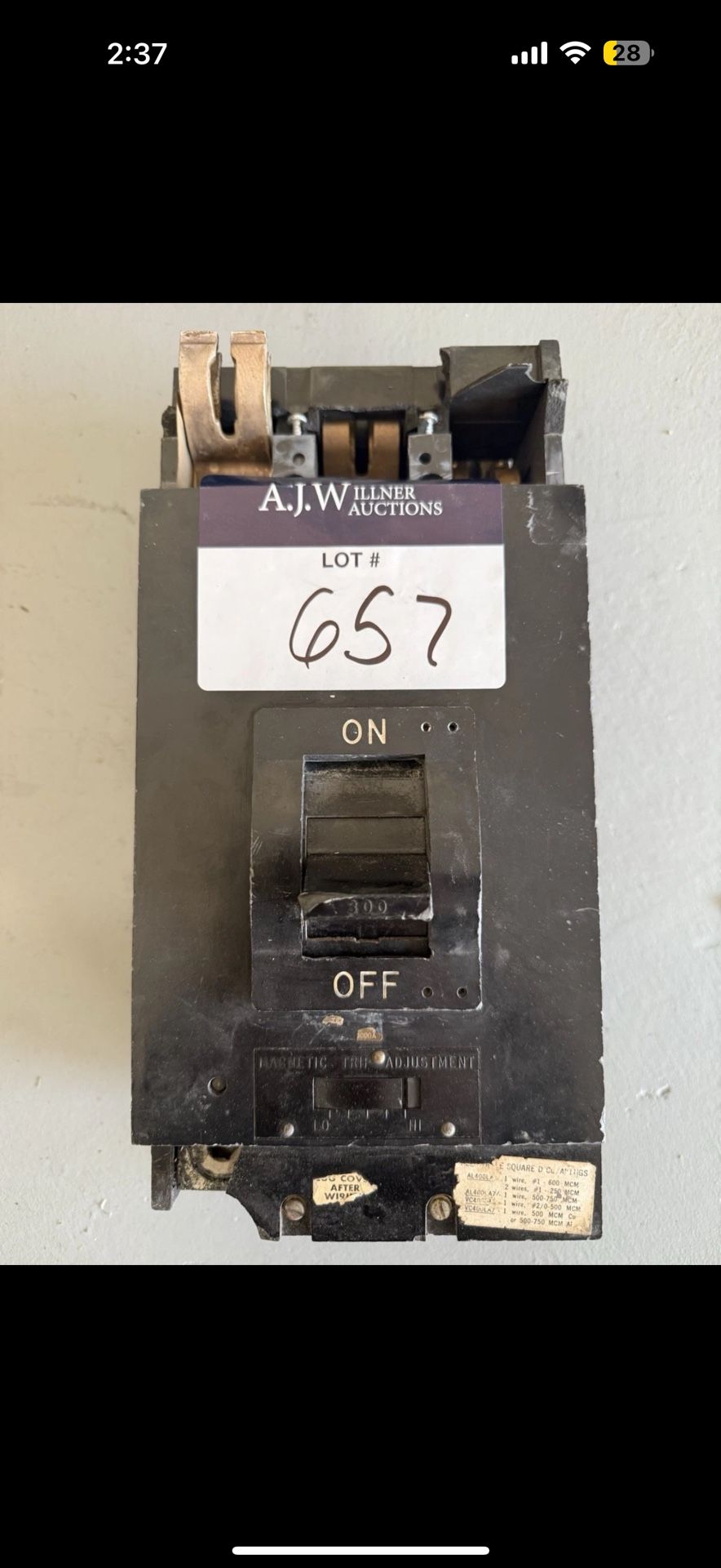 Square D LAL36300 Circuit Breaker 300A 3P 600V
