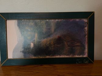 RARE ANTIQUE OIL PAINTING Landscape Large Carved Gilt Frame Collectible Fine Art