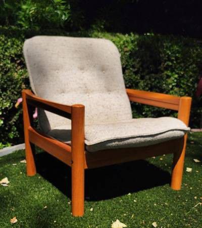 Vintage MCM Danish Teak Wood Denmark Domino Mobler Lounge Club Arm Chair