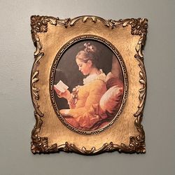 Vintage Framed Print After “Young Girl Reading” By Fragonard 11.5”x14”