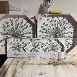 Jeweled Metal Art Work Set Of 5 