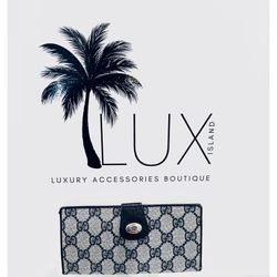 GUCCI Blue GG Monogram Bifold Wallet 