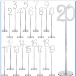 Beeveer 20 Pcs Acrylic Table Numbers 1-20 Wedding Table Numbers with Stands Party Tabletop Sign for Wedding Reception Anniversary Party Baby
