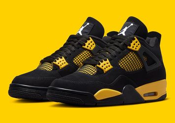 Air Jordan 4s Thunder Black Yellow Sneakers