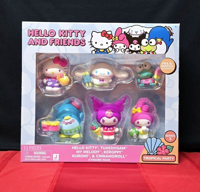 🎀🍦Hello Kitty and Friends Neon Tropical Party, 2 inch Figure 6-Pack - Removable Accessories Series 3