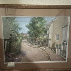 Set Of 2 Vintage Framed Art Prints European Street Scenes 