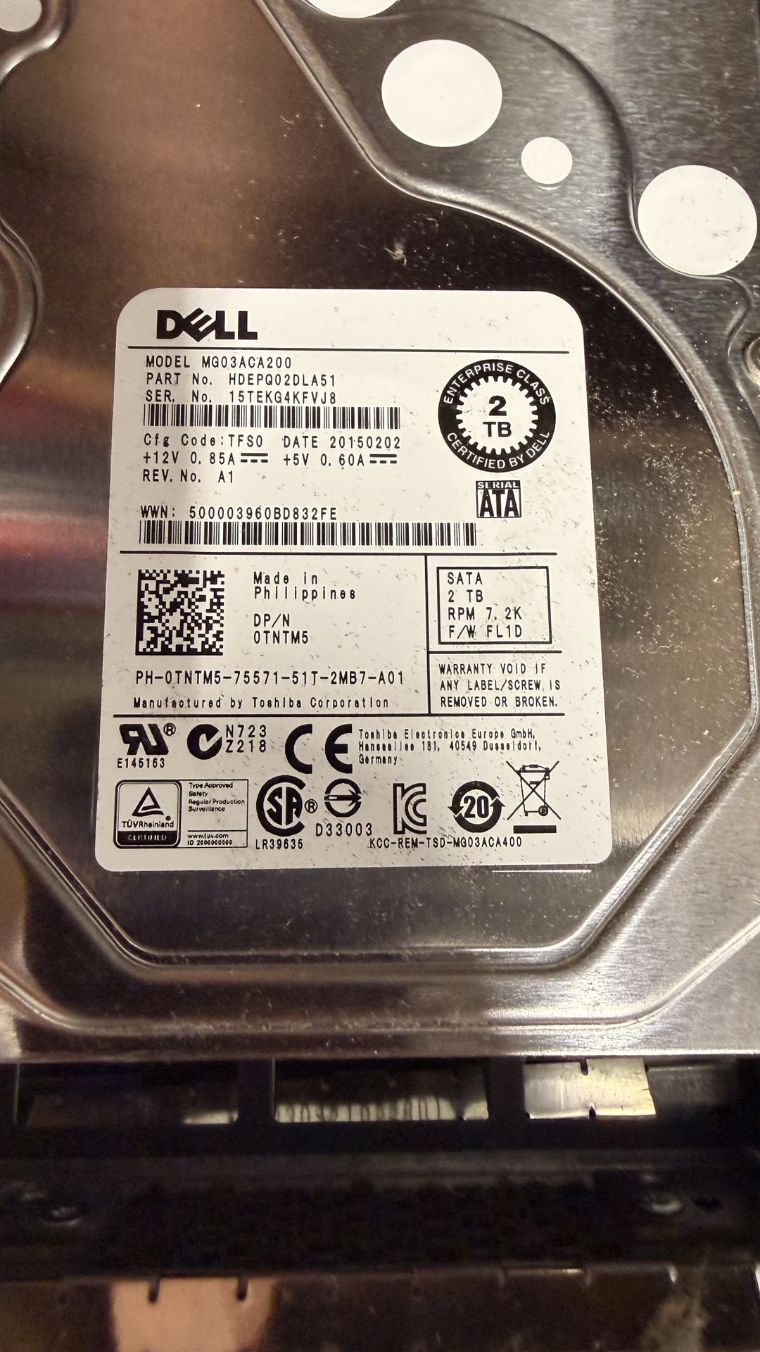 Dell Server Hard Drive Lot – 2TB & 1TB SATA 7.2K w/ Caddies (PowerEdge Compatible)